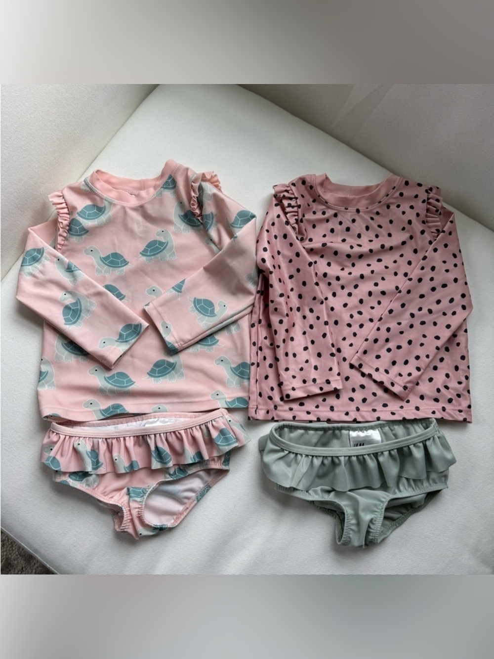 Baby Girl 2-Piece Swimsuit Bundle – 6-12M, Long Sleeve Rash Guards
